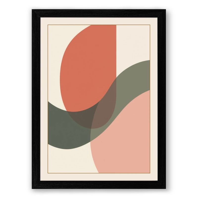 Organic Flow Minimalist Framed Wall Art Print A1 (84.1×59.4cm) Black, Wall Decor for Living Room, Bedroom, Office & Home, Ready to Hang, Art Gift