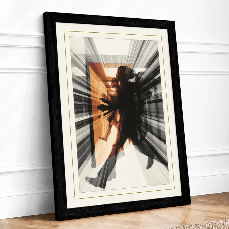 Figure in Motion Modern Framed Wall Art Print A1 (84.1×59.4cm) Black, Wall Decor for Living Room, Bedroom, Office & Home, Ready to Hang, Art Gift - Image 1