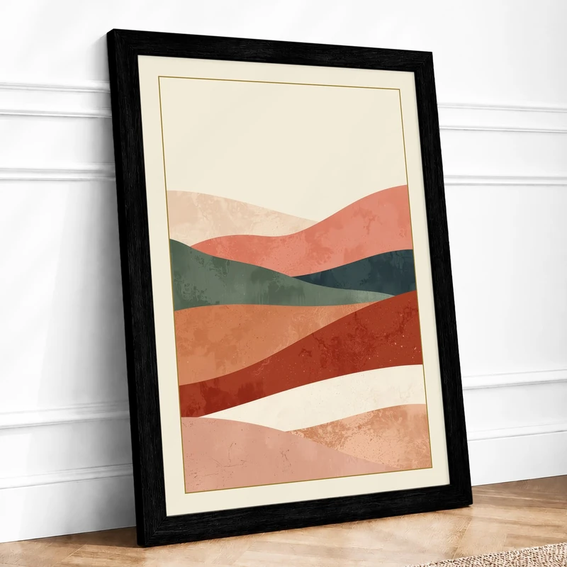 Landscape Layers Minimalist Framed Wall Art Print A1 (84.1×59.4cm) Black, Wall Decor for Living Room, Bedroom, Office & Home, Ready to Hang, Art Gift - Image 1