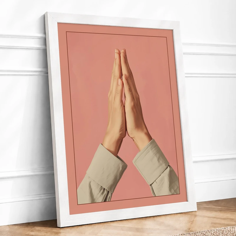 Hands in Balance Minimalist Framed Wall Art Print A1 (84.1×59.4cm) White, Wall Decor for Living Room, Bedroom, Office & Home, Ready to Hang, Art Gift