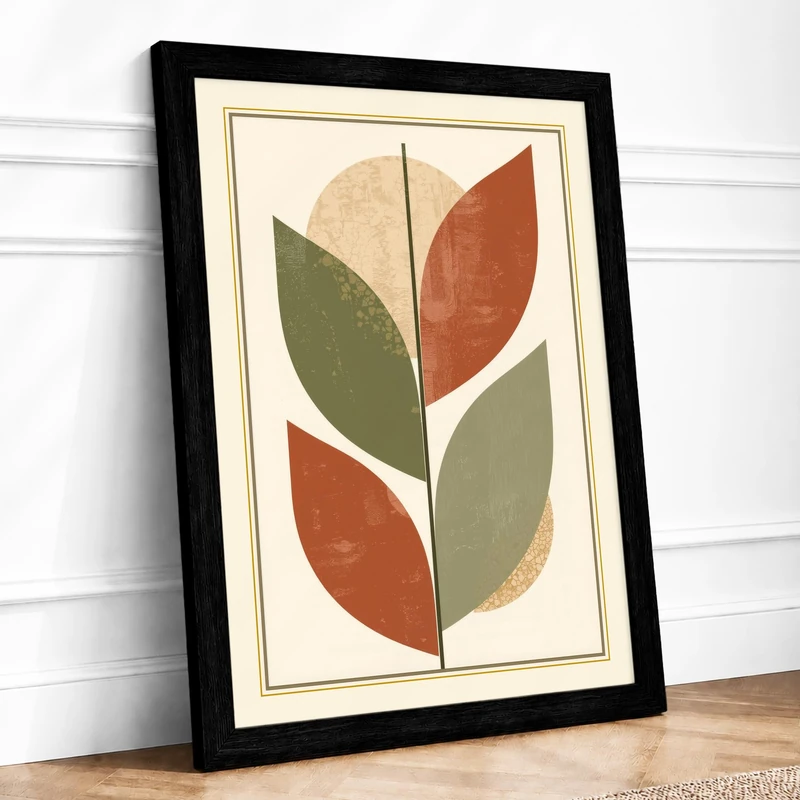 Organic Forms Botanical Framed Wall Art Print A1 (84.1×59.4cm) Black, Wall Decor for Living Room, Bedroom, Office & Home, Ready to Hang, Art Gift