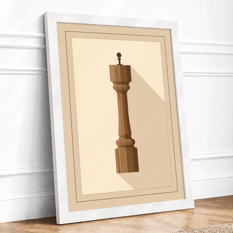 Wooden Queen Minimalist Framed Wall Art Print A1 (84.1×59.4cm) White, Wall Decor for Living Room, Bedroom, Office & Home, Ready to Hang, Art Gift - Image 1