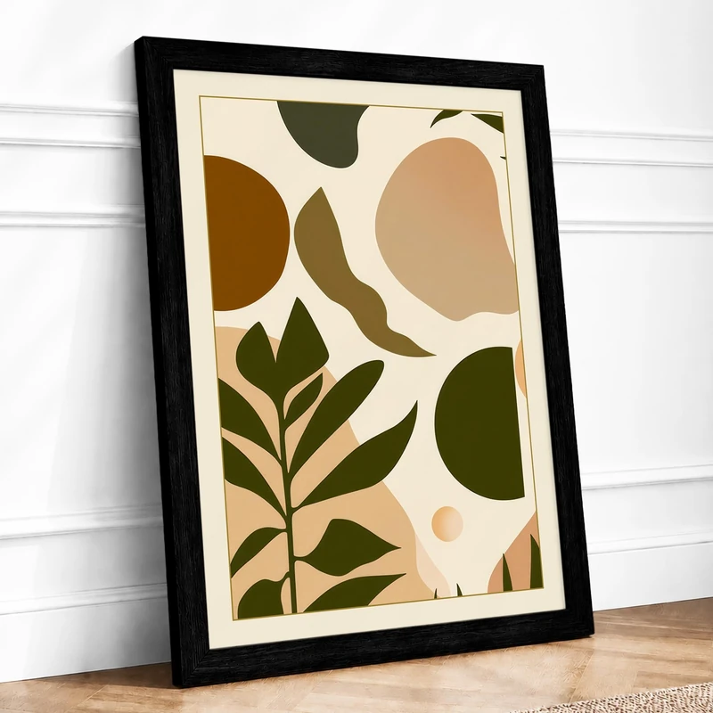 Organic Forms Minimalist Framed Wall Art Print A1 (84.1×59.4cm) Black, Wall Decor for Living Room, Bedroom, Office & Home, Ready to Hang, Art Gift