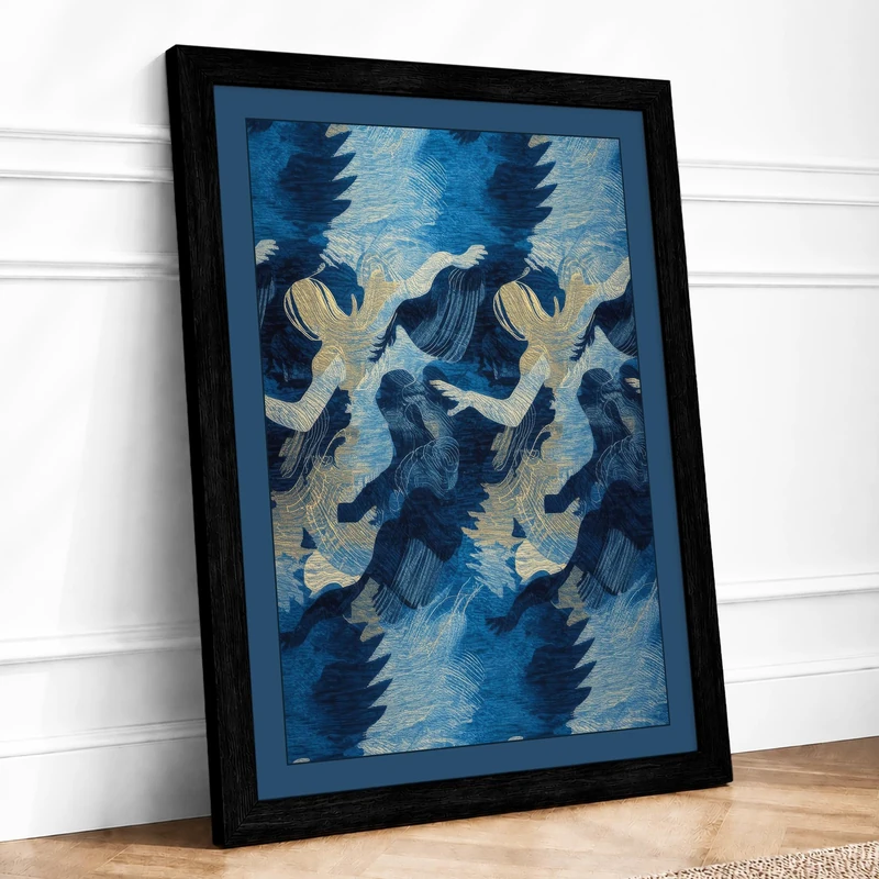 Dancing Forms Geometric Framed Wall Art Print A1 (84.1×59.4cm) Black, Wall Decor for Living Room, Bedroom, Office & Home, Ready to Hang, Art Gift