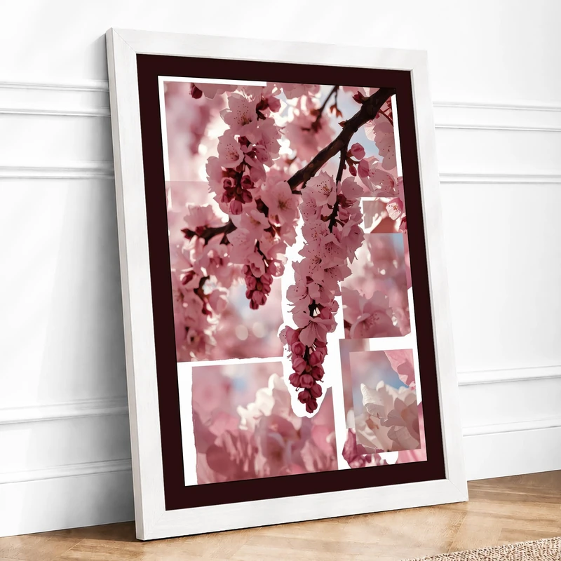 Cherry Blossom Reverie Botanical Framed Wall Art Print A1 (84.1×59.4cm) White, Wall Decor for Living Room, Bedroom, Office & Home, Ready to Hang, Art Gift - Image 1