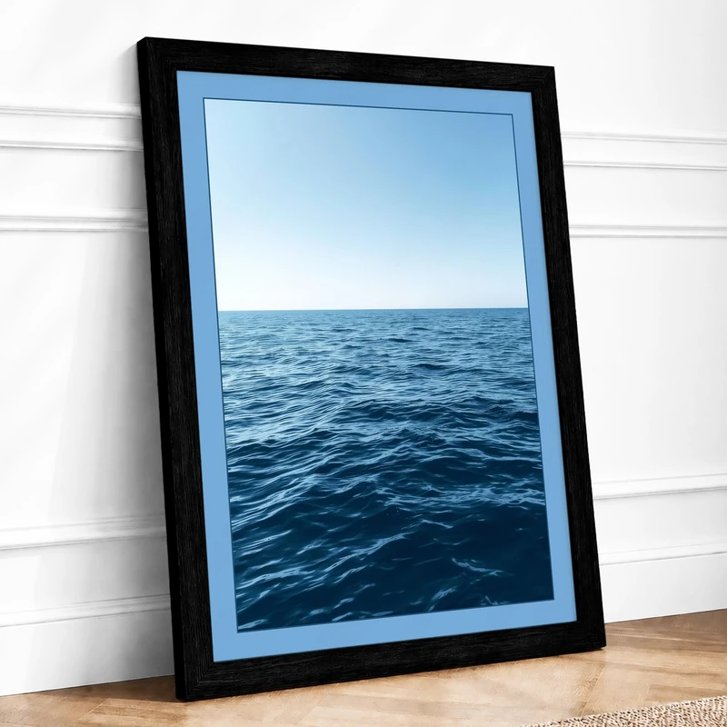 Horizon Line Minimalist Framed Wall Art Print A1 (84.1×59.4cm) Black, Wall Decor for Living Room, Bedroom, Office & Home, Ready to Hang, Art Gift - Image 1