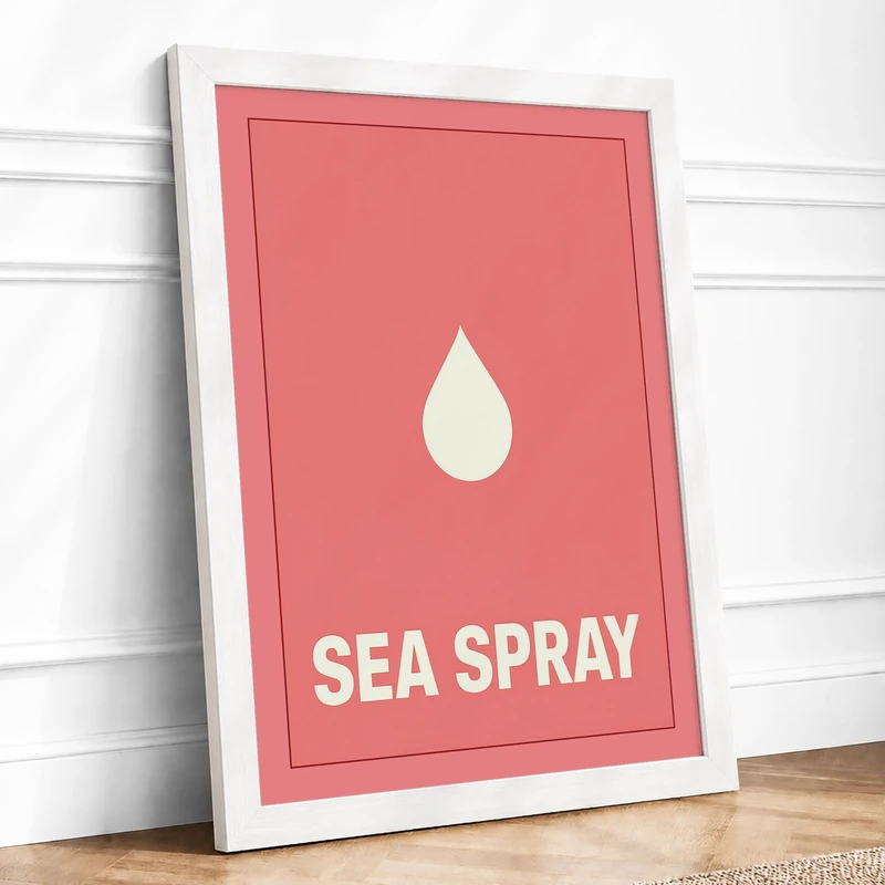 Sea Spray Minimalist Framed Wall Art Print A1 (84.1×59.4cm) White, Wall Decor for Living Room, Bedroom, Office & Home, Ready to Hang, Art Gift - Image 1