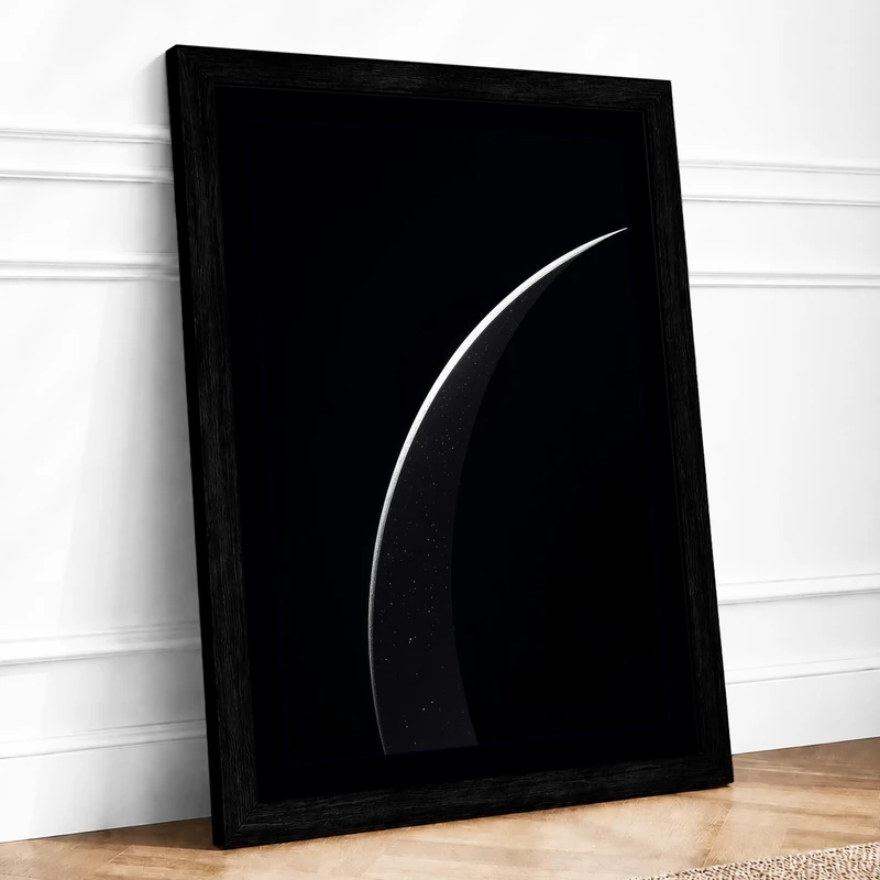 Curved Line Minimalist Framed Wall Art Print A1 (84.1×59.4cm) Black, Wall Decor for Living Room, Bedroom, Office & Home, Ready to Hang, Art Gift - Image 1