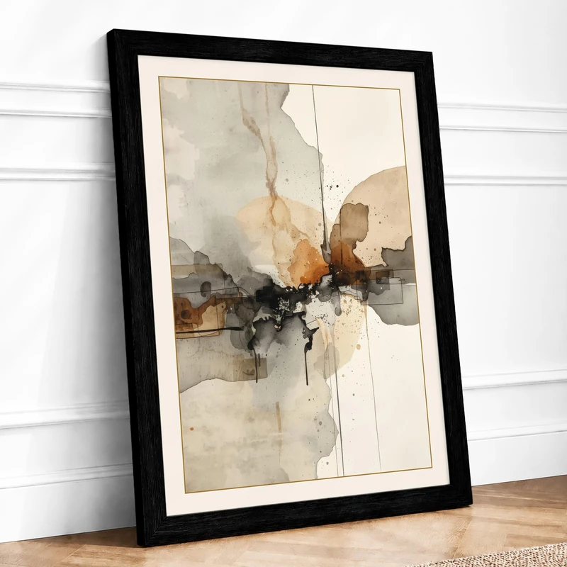 Explosive Centre Abstract Framed Wall Art Print A1 (84.1×59.4cm) Black, Wall Decor for Living Room, Bedroom, Office & Home, Ready to Hang, Art Gift - Image 1