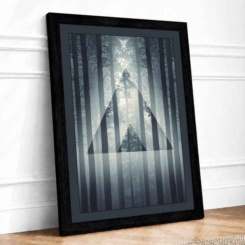Cathedral Through Mist Minimalist Framed Wall Art Print A1 (84.1×59.4cm) Black, Wall Decor for Living Room, Bedroom, Office & Home, Ready to Hang, Art Gift - Image 1