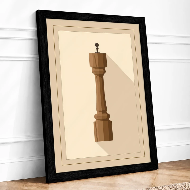 Wooden Queen Minimalist Framed Wall Art Print A1 (84.1×59.4cm) Black, Wall Decor for Living Room, Bedroom, Office & Home, Ready to Hang, Art Gift