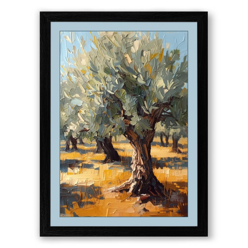 Ancient Olive Tree Rustic Framed Wall Art Print A1 (84.1×59.4cm) Black, Wall Decor for Living Room, Bedroom, Office & Home, Ready to Hang, Art Gift