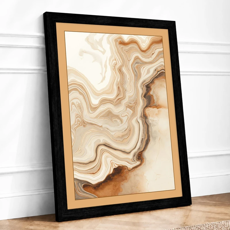 Flowing Earth Abstract Framed Wall Art Print A1 (84.1×59.4cm) Black, Wall Decor for Living Room, Bedroom, Office & Home, Ready to Hang, Art Gift - Image 1