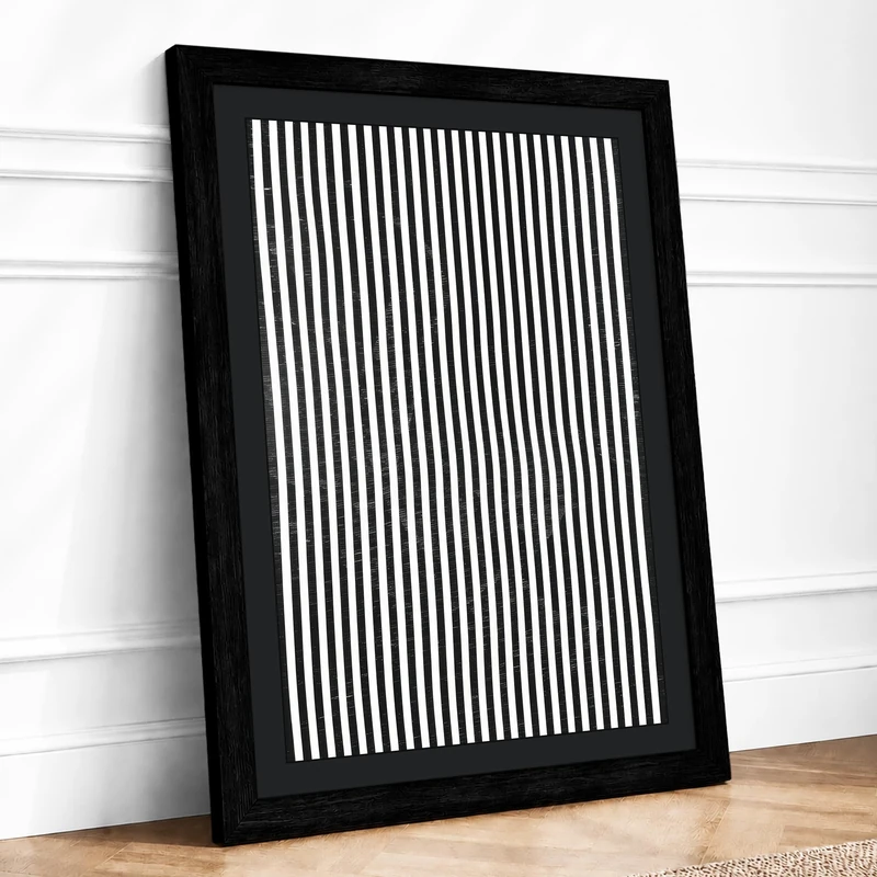 Parallel Lines Minimalist Framed Wall Art Print A1 (84.1×59.4cm) Black, Wall Decor for Living Room, Bedroom, Office & Home, Ready to Hang, Art Gift - Image 1