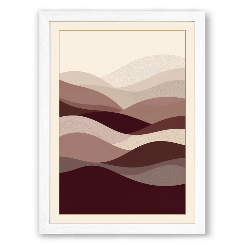 Layered Waves Minimalist Framed Wall Art Print A1 (84.1×59.4cm) White, Wall Decor for Living Room, Bedroom, Office & Home, Ready to Hang, Art Gift - Image 1