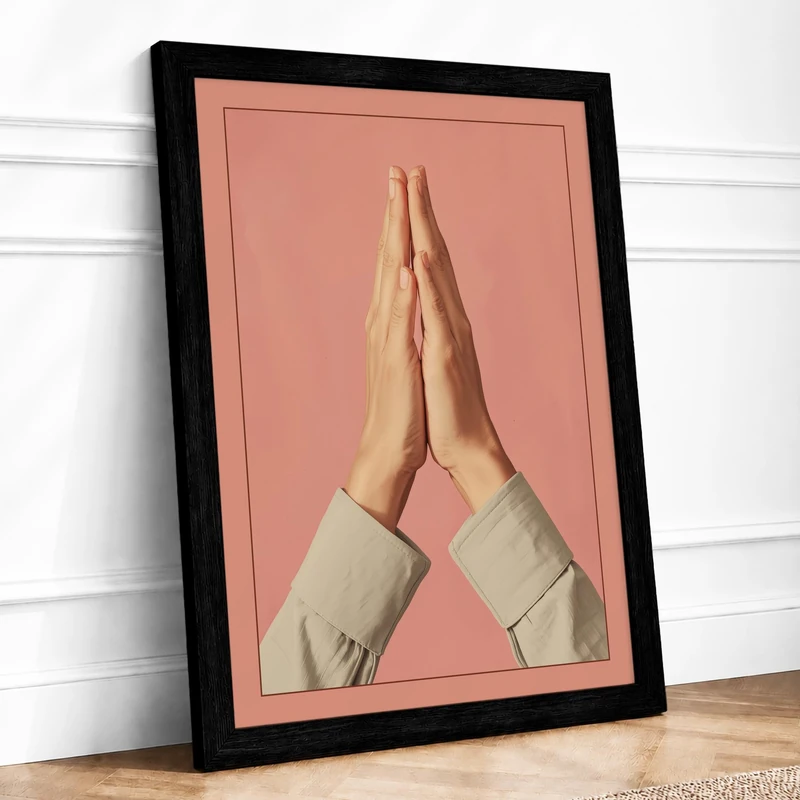 Hands in Balance Minimalist Framed Wall Art Print A1 (84.1×59.4cm) Black, Wall Decor for Living Room, Bedroom, Office & Home, Ready to Hang, Art Gift
