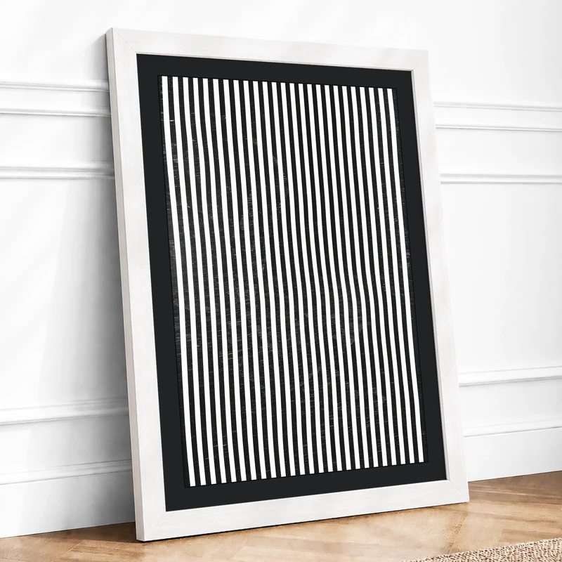 Parallel Lines Minimalist Framed Wall Art Print A1 (84.1×59.4cm) White, Wall Decor for Living Room, Bedroom, Office & Home, Ready to Hang, Art Gift - Image 1