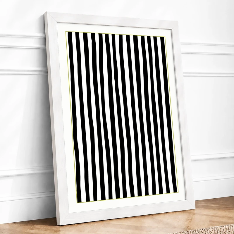 Parallel Lines Minimalist Framed Wall Art Print A1 (84.1×59.4cm) White, Wall Decor for Living Room, Bedroom, Office & Home, Ready to Hang, Art Gift - Image 1