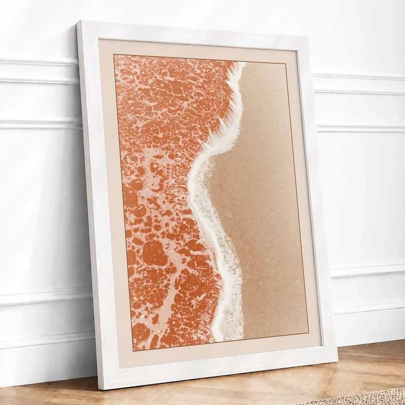 Wave Line at Dusk Coastal Framed Wall Art Print A1 (84.1×59.4cm) White, Wall Decor for Living Room, Bedroom, Office & Home, Ready to Hang, Art Gift - Image 1