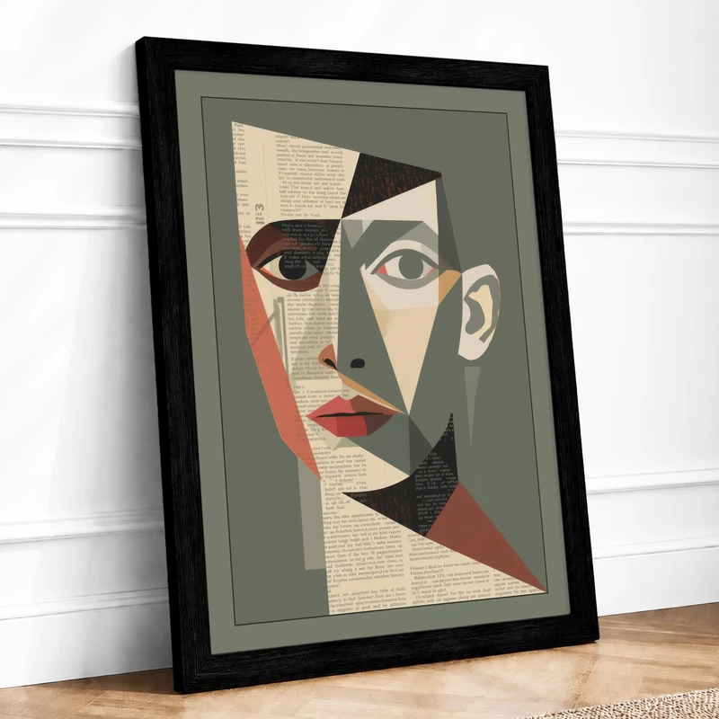 Fractured Presence Abstract Framed Wall Art Print A1 (84.1×59.4cm) Black, Wall Decor for Living Room, Bedroom, Office & Home, Ready to Hang, Art Gift - Image 1