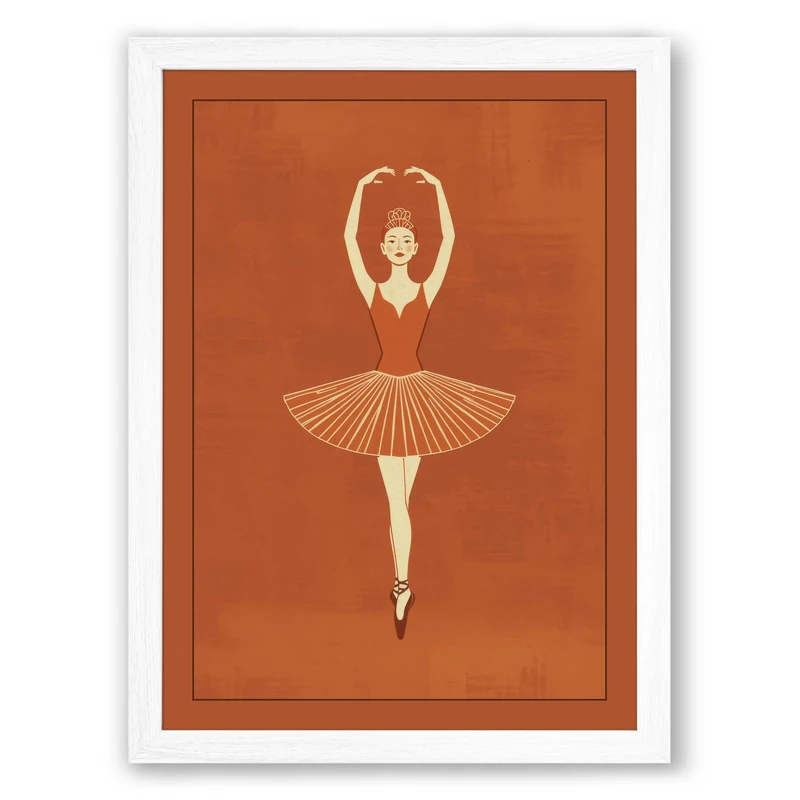 Dancer in Pirouette Art Deco Framed Wall Art Print A1 (84.1×59.4cm) White, Wall Decor for Living Room, Bedroom, Office & Home, Ready to Hang, Art Gift
