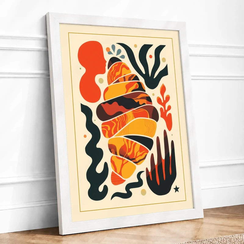 Form and Flora Modern Framed Wall Art Print A1 (84.1×59.4cm) White, Wall Decor for Living Room, Bedroom, Office & Home, Ready to Hang, Art Gift