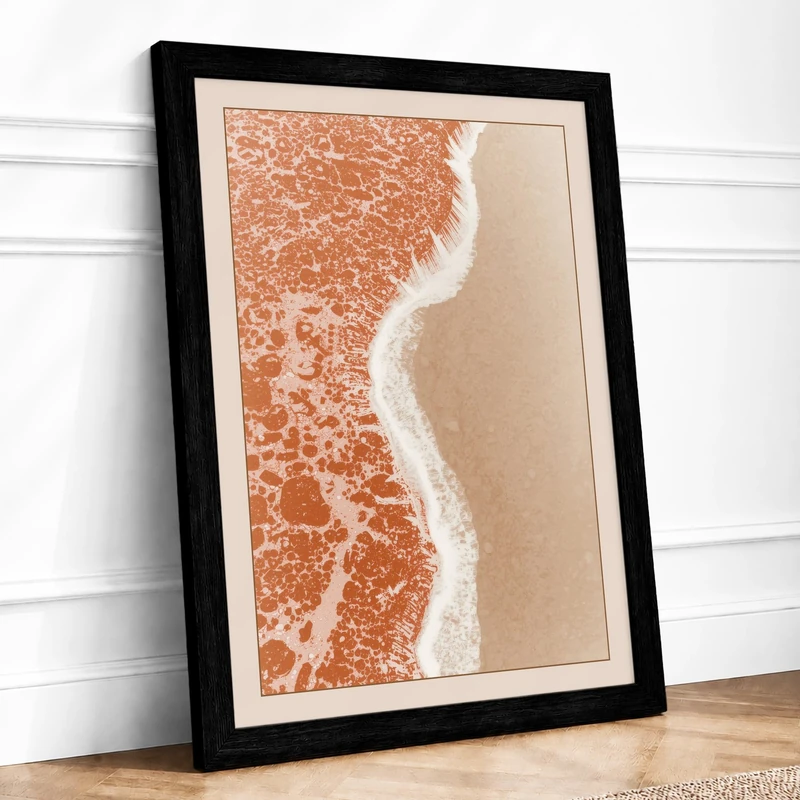Wave Line at Dusk Coastal Framed Wall Art Print A1 (84.1×59.4cm) Black, Wall Decor for Living Room, Bedroom, Office & Home, Ready to Hang, Art Gift - Image 1