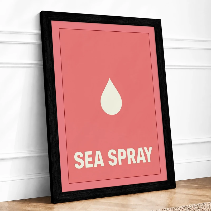 Sea Spray Minimalist Framed Wall Art Print A1 (84.1×59.4cm) Black, Wall Decor for Living Room, Bedroom, Office & Home, Ready to Hang, Art Gift