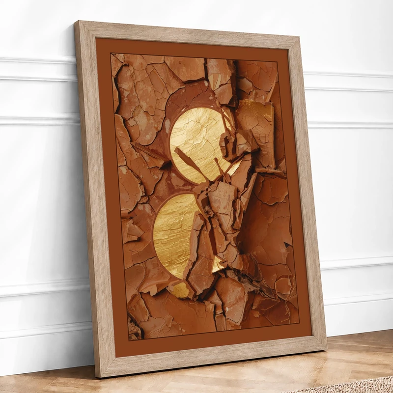 Earthen Forms Rustic Framed Wall Art Print A1 (84.1×59.4cm) Oak, Wall Decor for Living Room, Bedroom, Office & Home, Ready to Hang, Art Gift