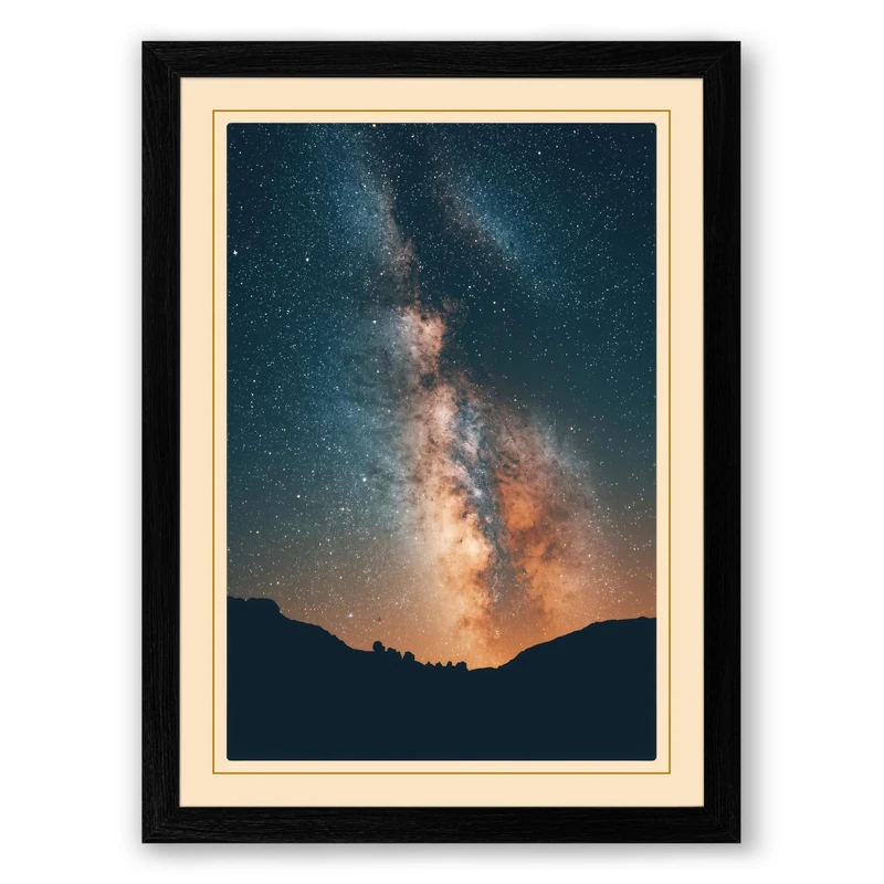Milky Way Rising Minimalist Framed Wall Art Print A1 (84.1×59.4cm) Black, Wall Decor for Living Room, Bedroom, Office & Home, Ready to Hang, Art Gift - Image 1