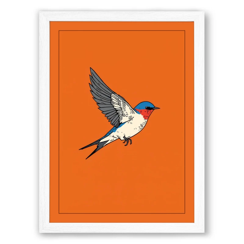 Bird in Flight Minimalist Framed Wall Art Print A1 (84.1×59.4cm) White, Wall Decor for Living Room, Bedroom, Office & Home, Ready to Hang, Art Gift - Image 1