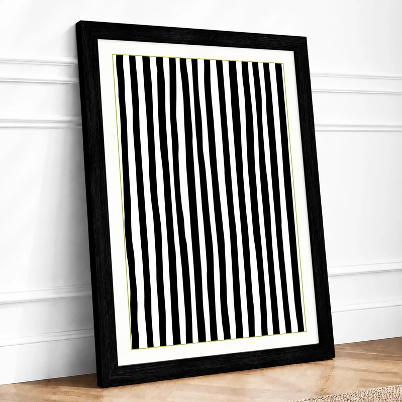 Parallel Lines Minimalist Framed Wall Art Print A1 (84.1×59.4cm) Black, Wall Decor for Living Room, Bedroom, Office & Home, Ready to Hang, Art Gift - Image 1