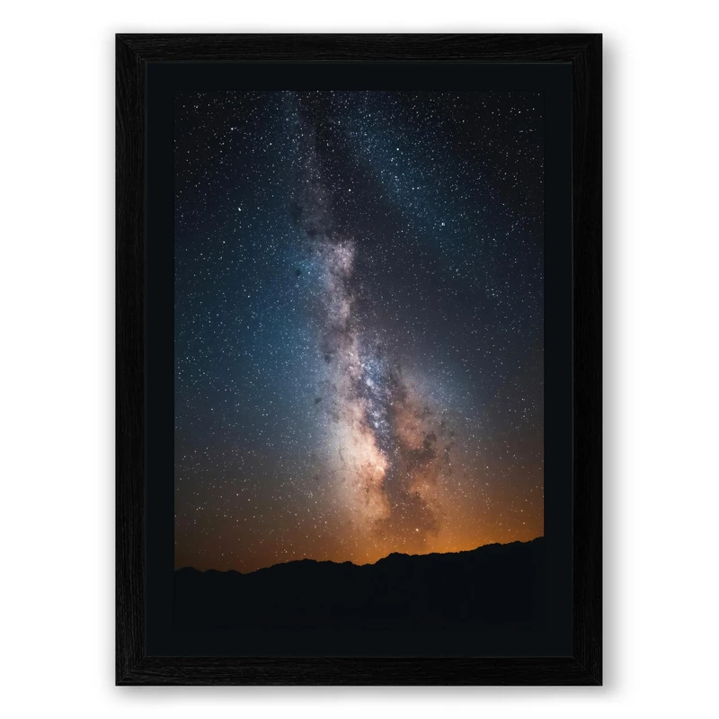 Milky Way Rising Minimalist Framed Wall Art Print A1 (84.1×59.4cm) Black, Wall Decor for Living Room, Bedroom, Office & Home, Ready to Hang, Art Gift - Image 1