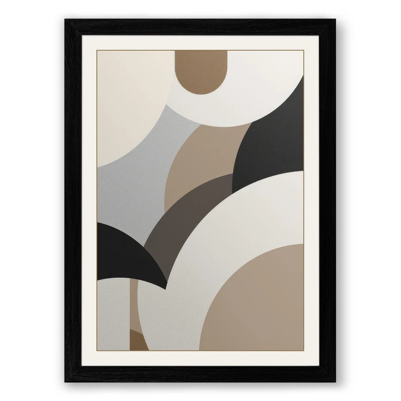 Floating Forms Minimalist Framed Wall Art Print A1 (84.1×59.4cm) Black, Wall Decor for Living Room, Bedroom, Office & Home, Ready to Hang, Art Gift