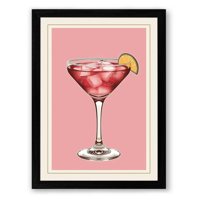 Classic Coupe Cocktail Retro Framed Wall Art Print A1 (84.1×59.4cm) Black, Wall Decor for Living Room, Bedroom, Office & Home, Ready to Hang, Art Gift