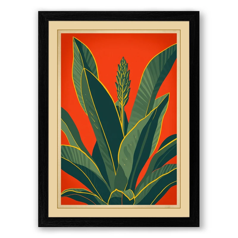 Radiance Botanical Framed Wall Art Print A1 (84.1×59.4cm) Black, Wall Decor for Living Room, Bedroom, Office & Home, Ready to Hang, Art Gift