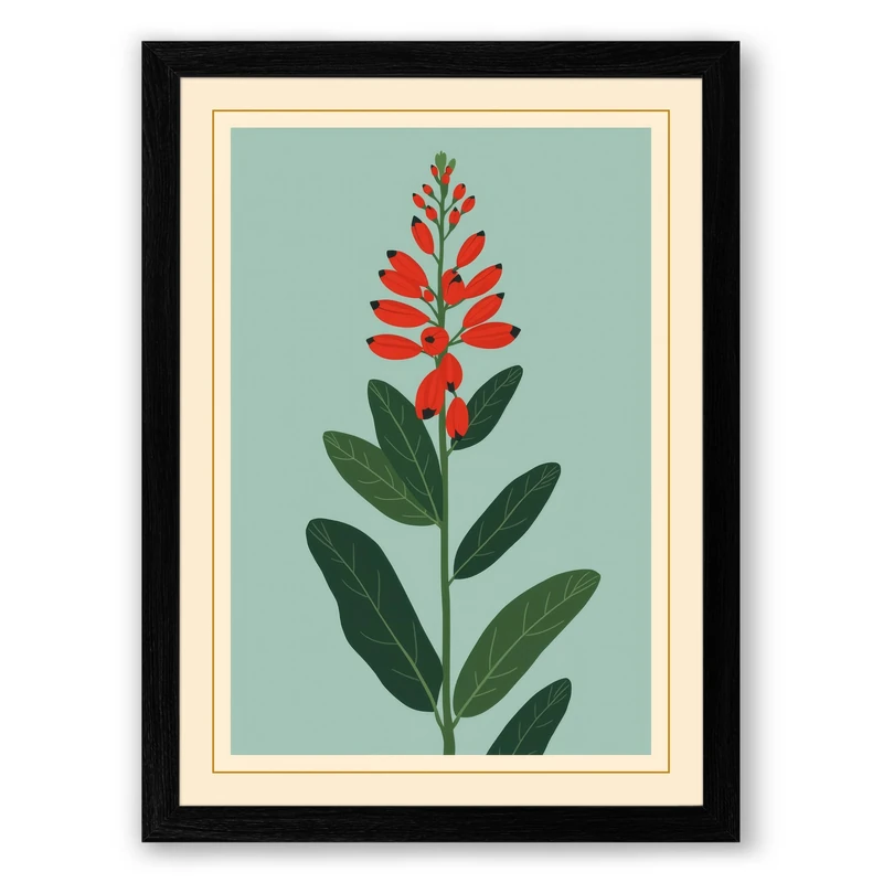 Red Flower Specimen Botanical Framed Wall Art Print A1 (84.1×59.4cm) Black, Wall Decor for Living Room, Bedroom, Office & Home, Ready to Hang, Art Gift