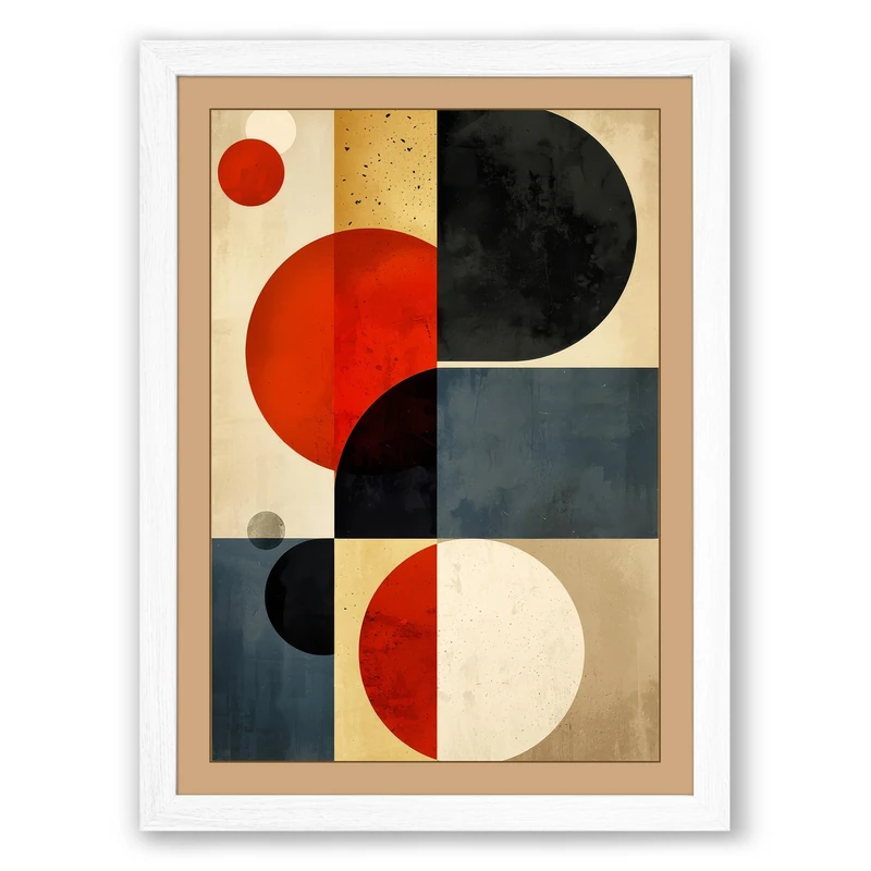 Balance Geometric Framed Wall Art Print A1 (84.1×59.4cm) White, Wall Decor for Living Room, Bedroom, Office & Home, Ready to Hang, Art Gift - Image 1
