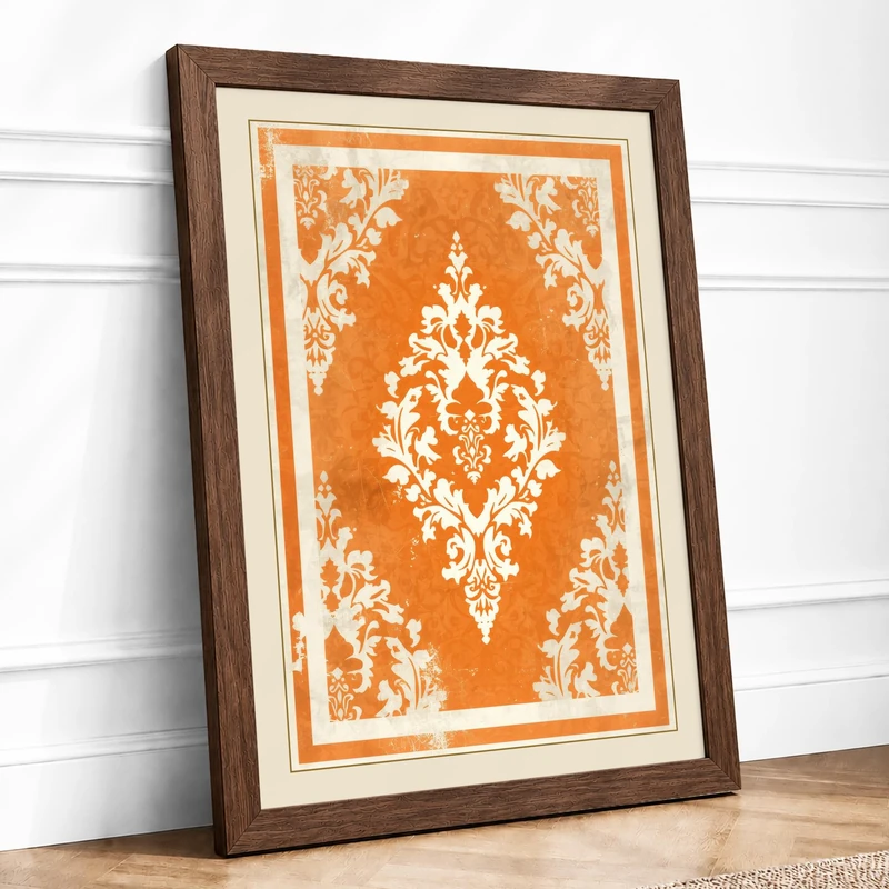Baroque Symmetry Art Deco Framed Wall Art Print A1 (84.1×59.4cm) Walnut, Wall Decor for Living Room, Bedroom, Office & Home, Ready to Hang, Art Gift - Image 1