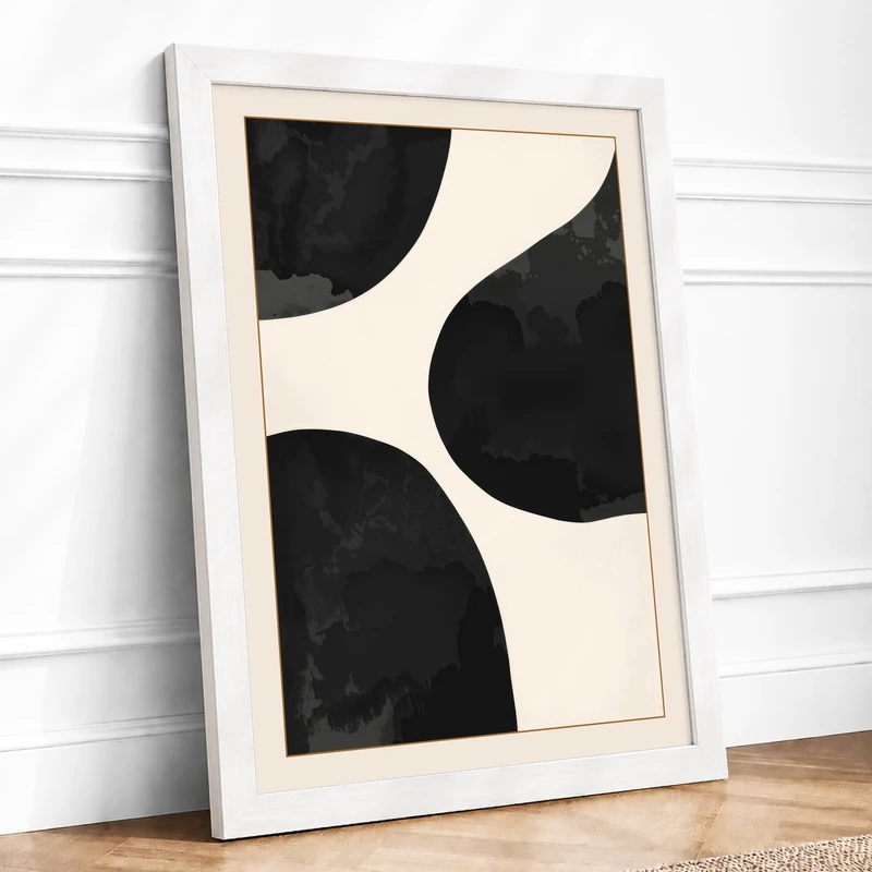 Organic Forms Minimalist Framed Wall Art Print A1 (84.1×59.4cm) White, Wall Decor for Living Room, Bedroom, Office & Home, Ready to Hang, Art Gift