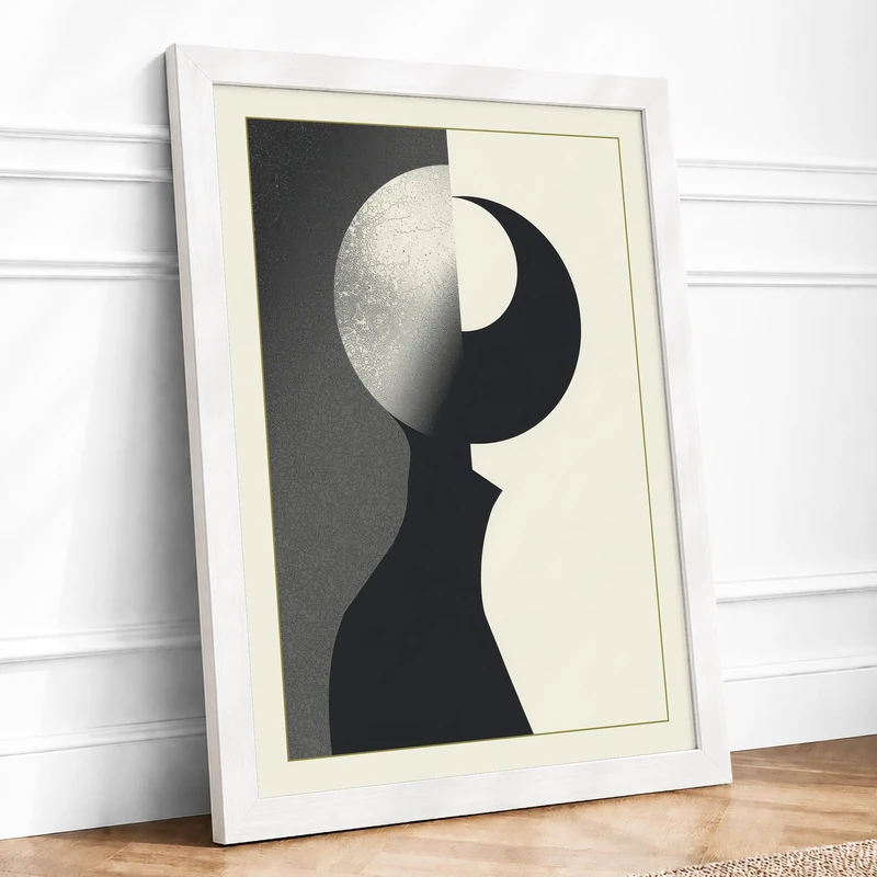Silhouette in Balance Minimalist Framed Wall Art Print A1 (84.1×59.4cm) White, Wall Decor for Living Room, Bedroom, Office & Home, Ready to Hang, Art Gift - Image 1