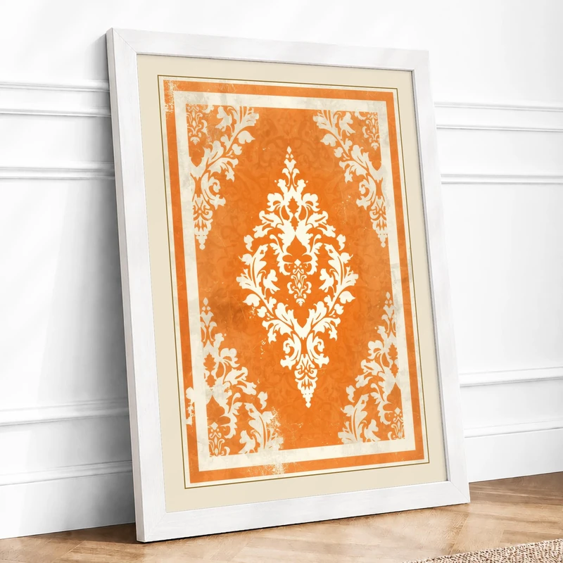 Baroque Symmetry Art Deco Framed Wall Art Print A1 (84.1×59.4cm) White, Wall Decor for Living Room, Bedroom, Office & Home, Ready to Hang, Art Gift