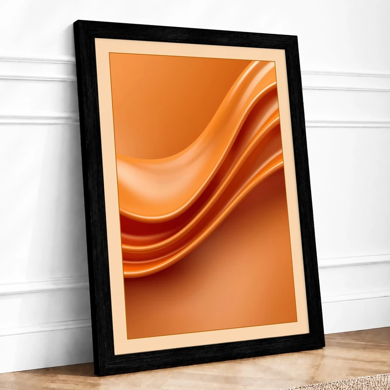 Flowing Ribbon Dance Abstract Framed Wall Art Print A1 (84.1×59.4cm) Black, Wall Decor for Living Room, Bedroom, Office & Home, Ready to Hang, Art Gift