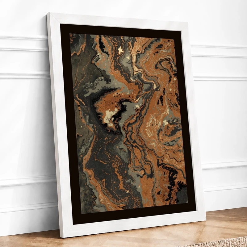 Desert Waterway Landscape Framed Wall Art Print A1 (84.1×59.4cm) White, Wall Decor for Living Room, Bedroom, Office & Home, Ready to Hang, Art Gift - Image 1