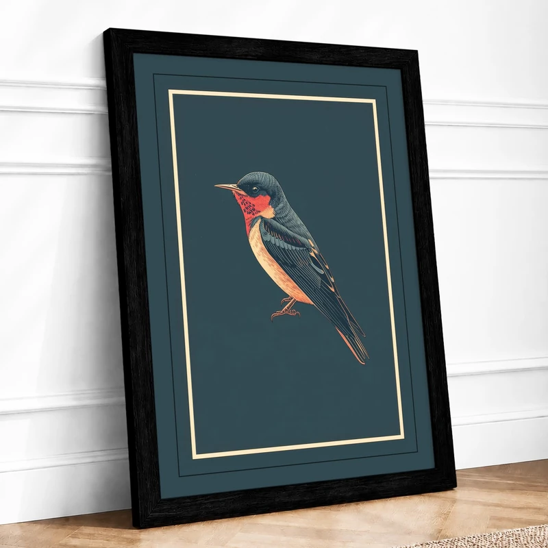 Hummingbird Study Botanical Framed Wall Art Print A1 (84.1×59.4cm) Black, Wall Decor for Living Room, Bedroom, Office & Home, Ready to Hang, Art Gift