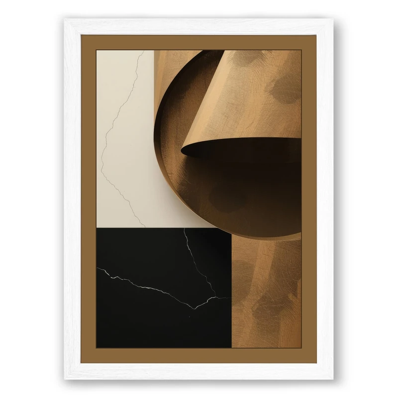 Bronze Sphere and Void Minimalist Framed Wall Art Print A1 (84.1×59.4cm) White, Wall Decor for Living Room, Bedroom, Office & Home, Ready to Hang, Art Gift