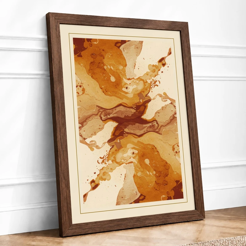 Earth Flow Abstract Framed Wall Art Print A1 (84.1×59.4cm) Walnut, Wall Decor for Living Room, Bedroom, Office & Home, Ready to Hang, Art Gift - Image 1