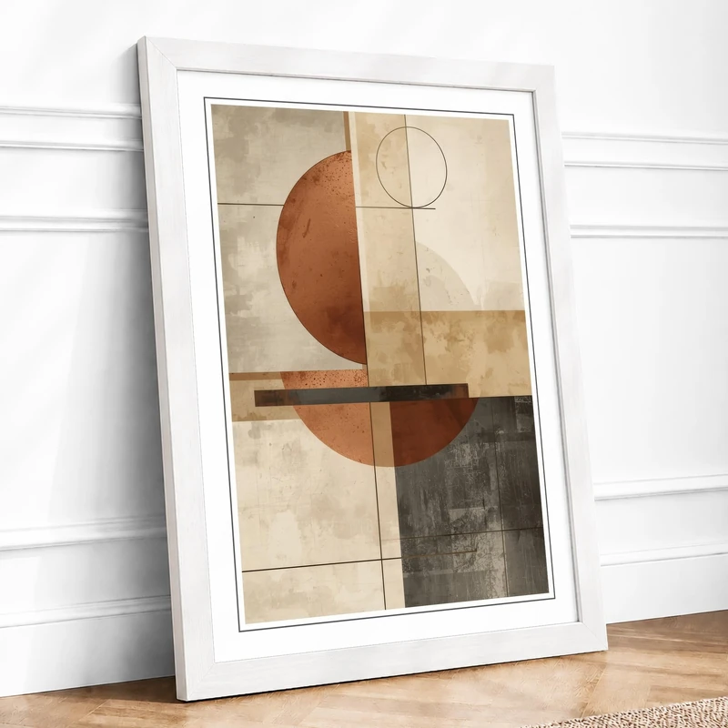 Geometric Balance Minimalist Framed Wall Art Print A1 (84.1×59.4cm) White, Wall Decor for Living Room, Bedroom, Office & Home, Ready to Hang, Art Gift