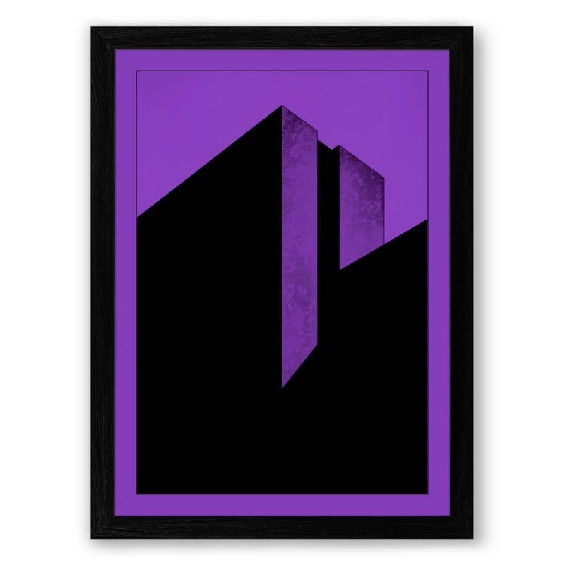 Purple Tower Frame Minimalist Framed Wall Art Print A1 (84.1×59.4cm) Black, Wall Decor for Living Room, Bedroom, Office & Home, Ready to Hang, Art Gift