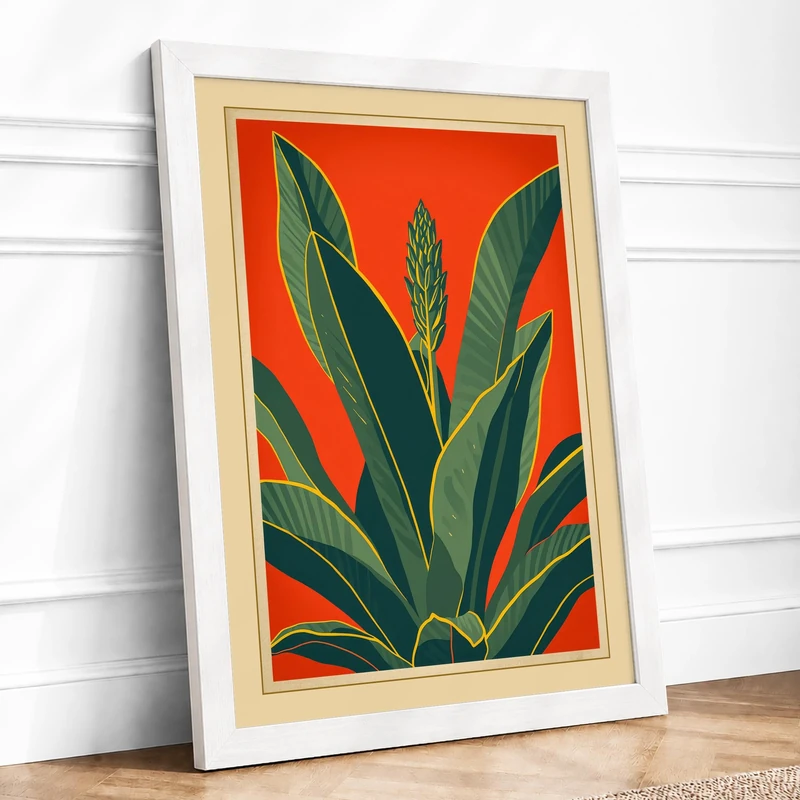 Radiance Botanical Framed Wall Art Print A1 (84.1×59.4cm) White, Wall Decor for Living Room, Bedroom, Office & Home, Ready to Hang, Art Gift